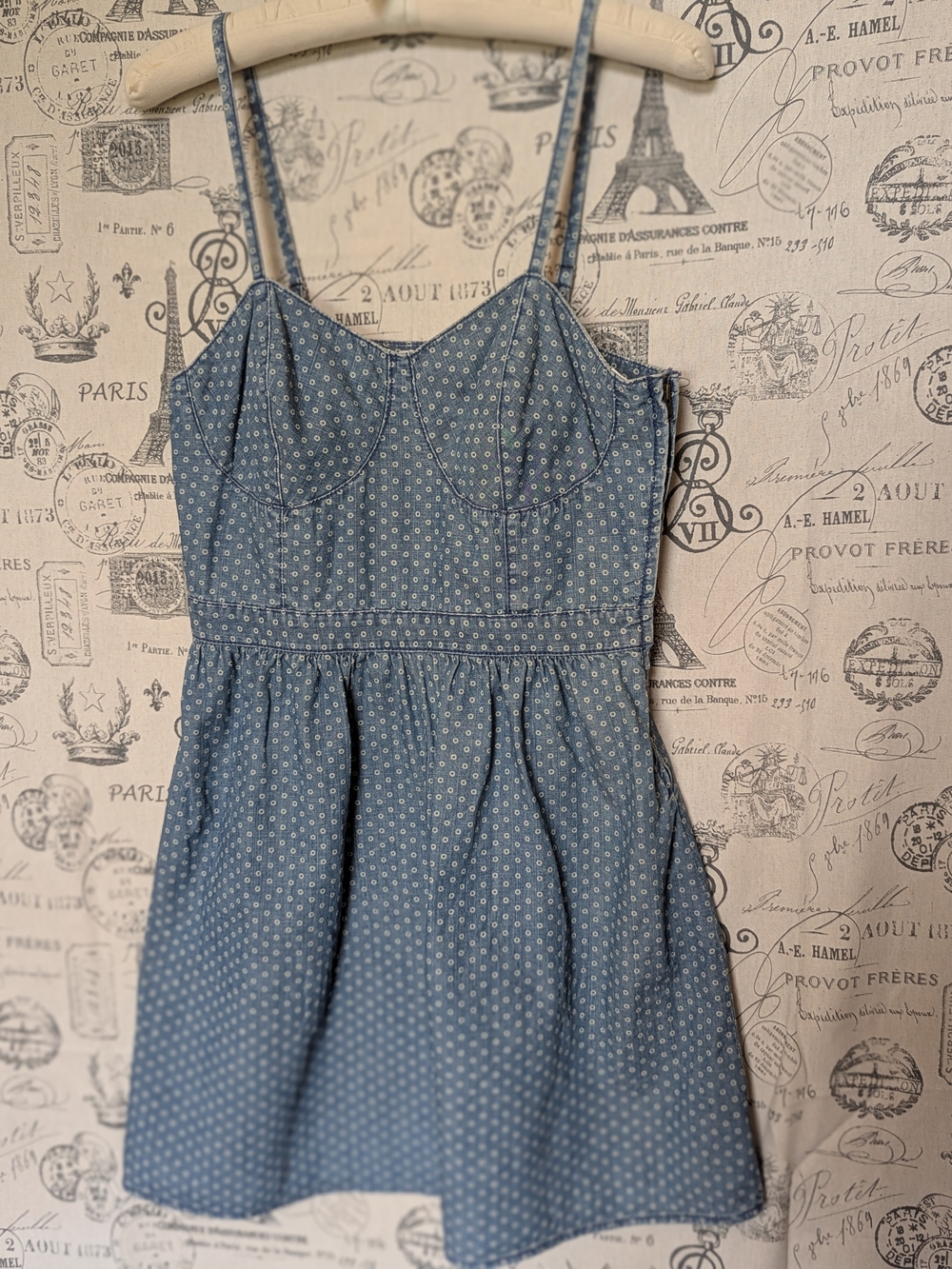Mossimo Supply Co. Blue Polka-Dot Spaghetti-Strap Mini Dress Size Medium